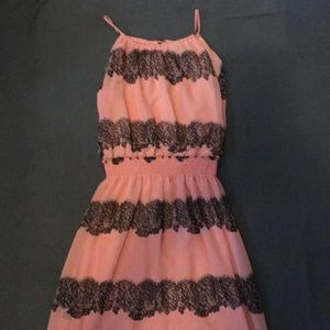 Pink and black maxi dress